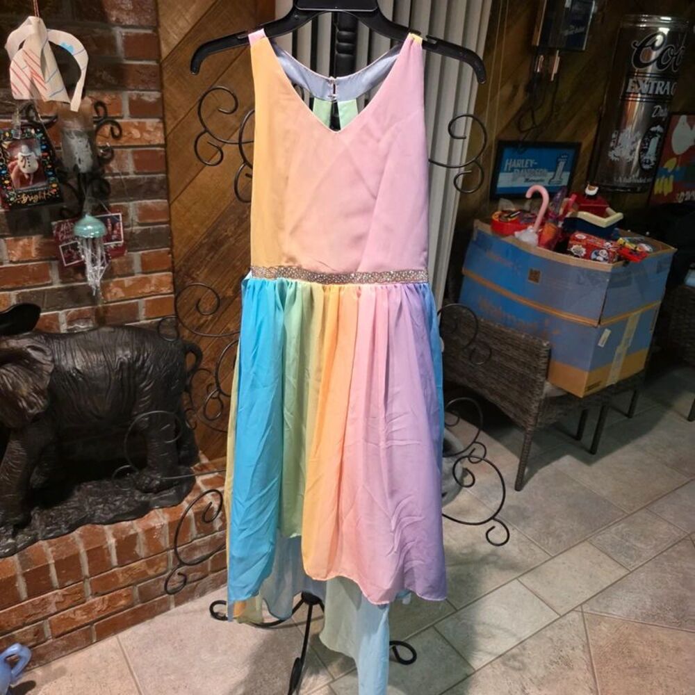 Girl's Rainbow Dress - Hi/Low - Size 14 - Rare Editions